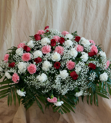 Red, White, and Pink Casket Spray from Martha Mae's Floral & Gifts in McDonough, GA