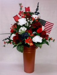 Patriotic Silk Bouquet with Flag  from Martha Mae's Floral & Gifts in McDonough, GA