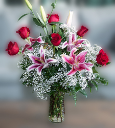 INACTIVE 6 Roses with Stargazer Lilies  from Martha Mae's Floral & Gifts in McDonough, GA