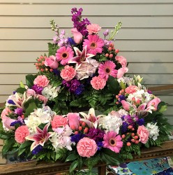Cremation Wreath in Pinks  from Martha Mae's Floral & Gifts in McDonough, GA