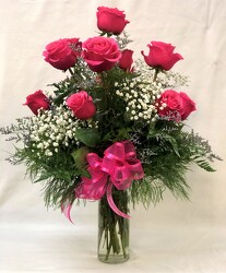 Long Stem Pink Roses with Lush Greenery from Martha Mae's Floral & Gifts in McDonough, GA