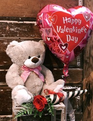 Plush Bear with Rose & Balloon from Martha Mae's Floral & Gifts in McDonough, GA